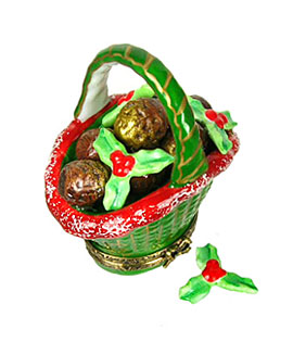 Limoges box basket of pinecones from Chamart