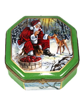 Santa feeding deer Limoges box