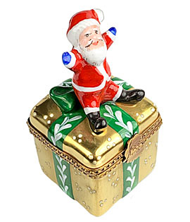 santa on gold gift limoges box