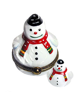 Limoges box chubby snowman pair
