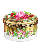 Classic Limoges Box Gold Stripes and Roses