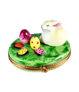 cream color bunny with eggs limoges box
