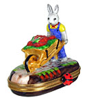 gardener eabbit with wheelbarrow Limoges box