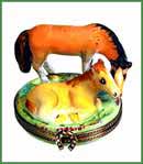 Chamart horse with foal Limoges box