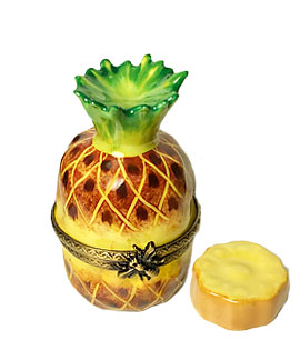 Limoges box pineapple with porcelain slice