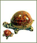 dark shell turtle with baby Limoges box