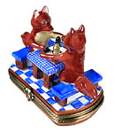 foxes playng chess Limoges box from Chamart