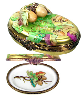 acorns on gold autum decor Limoges box