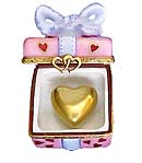 pink present with gold heart Limoges box