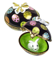 Limoges box chocolate Easter egg with bunny inside
