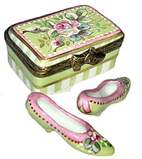 Limoges box Victoria pattern shoes in box