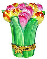 bouquet of multi color tulips Limoges box