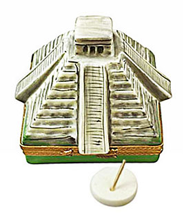 Mayan pyramid with sundial Limoges box from Rochard