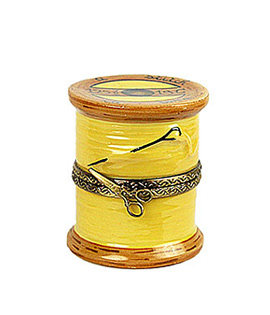 Limoges box spool of yellow thread