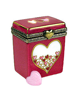 Limoges box with candy hearts decor and inside candy heart