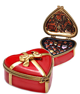 Limoges box red heart gift box with chocolates
