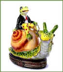 frog riding snail Limoges box