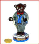 wall street bear with coin Limoges box