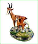 Limoges box antelope and baby