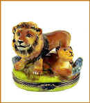 limoges box  lion and cub