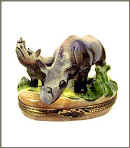 Large Mother and Baby Rhinos Limoges box